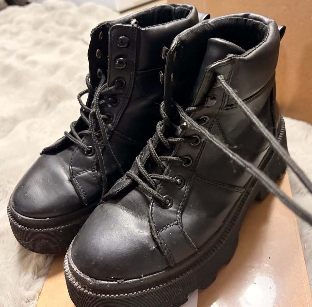 Forever 21 Platform Combat Boots Black